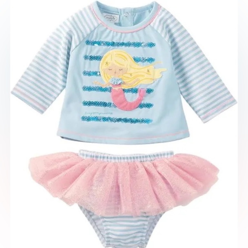 Mud Pie Mermaid Rash Guard Swimsuit Size 9/12m